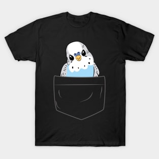 Cute Blue Budgie in Pocket for Parakeet Budgerigar Lover T-Shirt